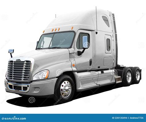 Freightliner Cascadia na tle europejskich ciężarówek