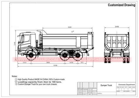 Technical drawing or schematic of a tipper body with dimensions