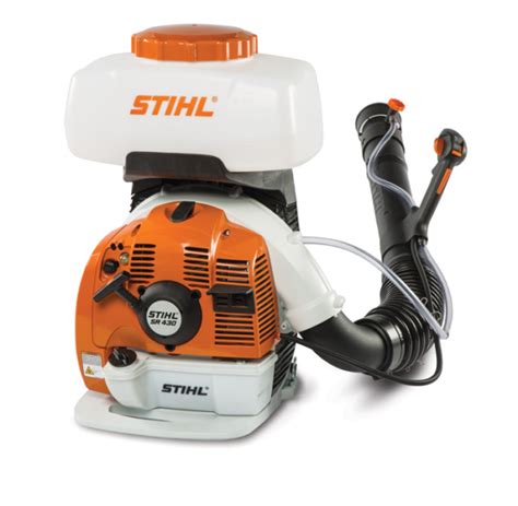 The STIHL SR 430 backpack sprayer in action, covering a large area