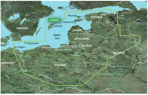 Mapa szlaków żeglugowych po Bałtyku z zaznaczoną trasą rejsu