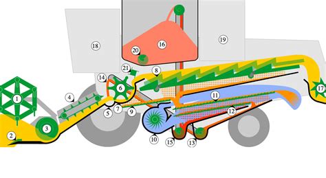 Infographic showing the flow of grain through a combine harvester