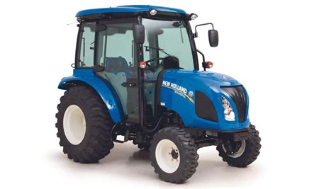 Logo koncernu LG oraz zdjęcie ciągnika LS Tractor serii Boomer produkowanego dla New Holland