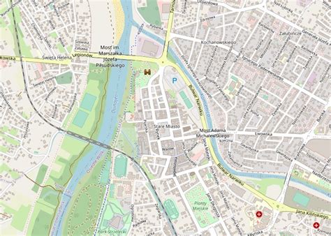 Mapa Nowego Sącza i okolicznych miejscowości z zaznaczonymi obszarami działania firm