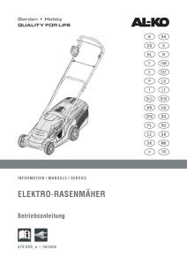 Infographics showing the technical parameters of the AL-KO Comfort 34 E lawn mower