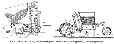 Diagram illustrating the function of redlice in a potato planter