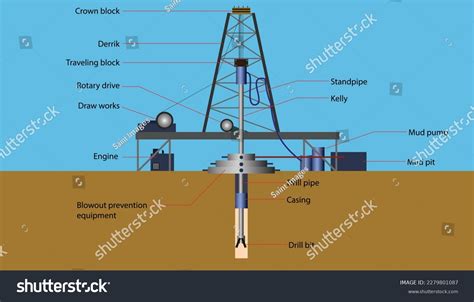 Illustration of a hand-operated well drilling rig