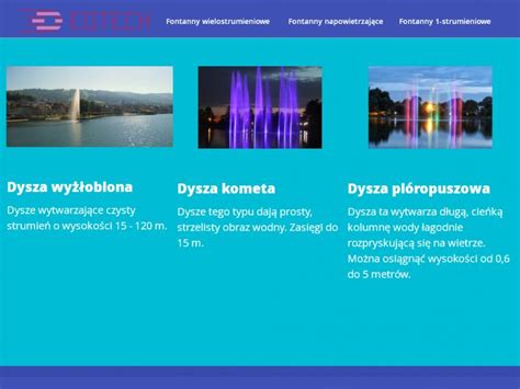 Infografika przedstawiająca różne typy dysz (szczelinowe, eżektorowe, wirowe) i ich zastosowanie