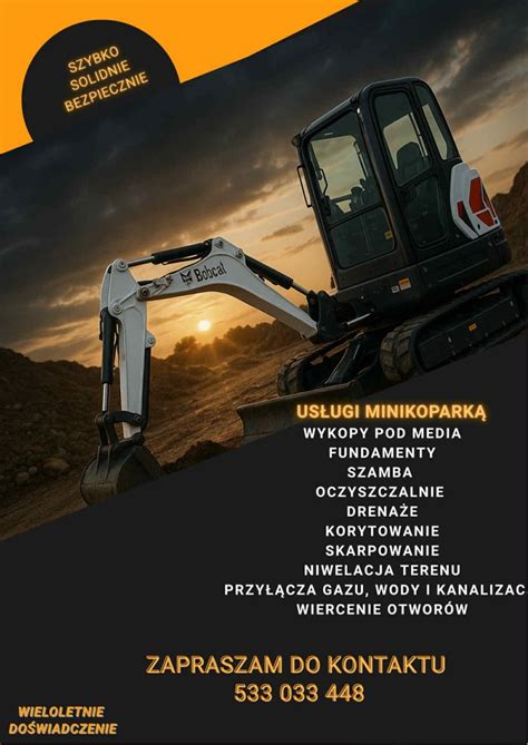 Infografika przedstawiająca zakres prac ziemnych możliwych do wykonania minikoparką