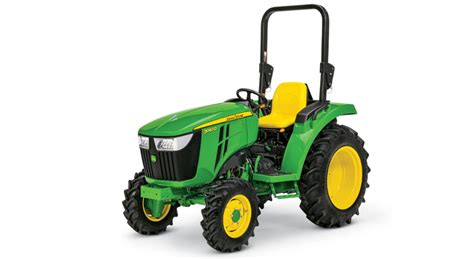 Thematic photo of John Deere Series 3 or 4 compact tractor working in a small farm or municipal setting