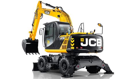 Thematic photo of JCB JS145W wheeled excavator working on a construction site