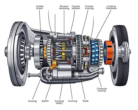 Schemat skrzyni biegów ZF TPT 16 Powershift z zaznaczonymi półbiegami i biegami pełzającymi
