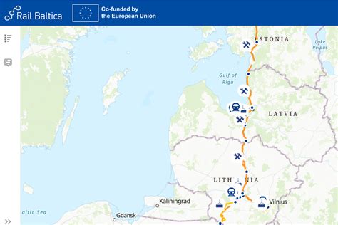 Wizualizacja projektu Rail Baltica lub schemat planowanej trasy kolejowej