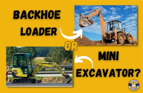 Infographic comparing wheeled vs. tracked mini backhoe loaders