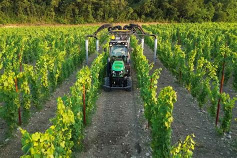 Zdjęcie specjalistycznego ciągnika autonomicznego Smart Vineyard Tractor w winnicy