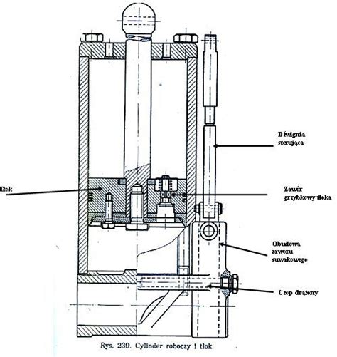 schemat przekroju cylindra hydraulicznego z zaznaczonymi uszczelnieniami