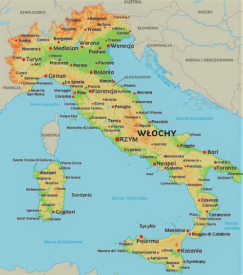 Mapa Włoch z zaznaczoną Lombardią i Mediolanem
