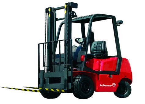 The historical logo of Balkancar, possibly on a forklift in a warehouse setting