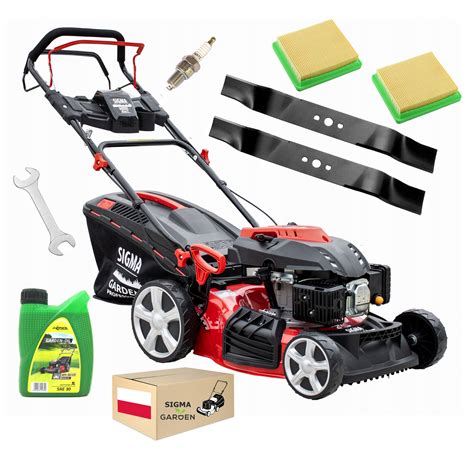 Zdjęcie kosiarki spalinowej Sigma Garden Professional z widocznymi funkcjami EBS i Easy Start