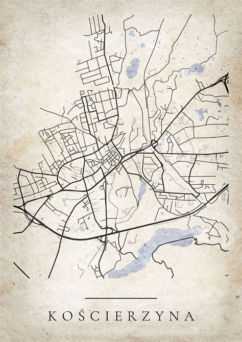 Mapa regionu Kościerzyny z zaznaczeniem obszarów rolniczych