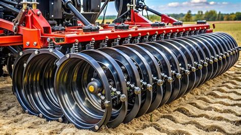 Thematic photo of a modern disc harrow in a field