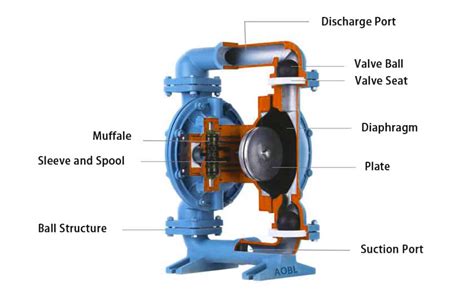 Diagram showing the internal structure of a diaphragm pump for a sprayer
