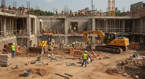 Thematic photo of a modern construction tractor on an active building site