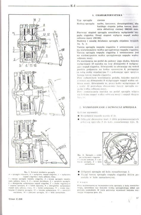 Schemat budowy i regulacji sprzęgła w Ursusie C-360