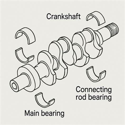 Cross-section diagram of an engine showing crankshaft and connecting rod bearings