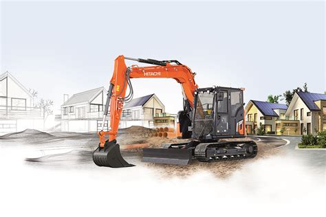 Zdjęcie kompaktowej koparki Hitachi ZX95US-7 z różnym osprzętem