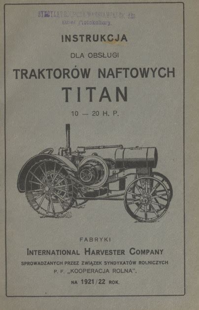 okładka instrukcji obsługi ciągnika Titan 10-20 HP