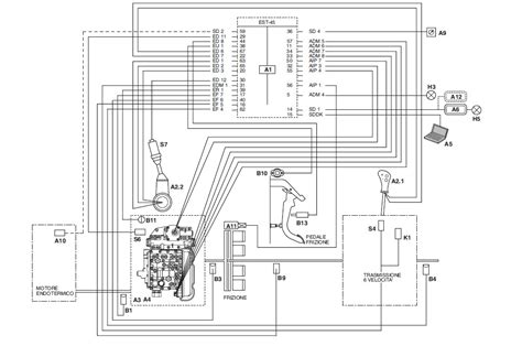 Schemat elektryczny ciągnika Deutz-Fahr z zaznaczonymi elementami sterowania