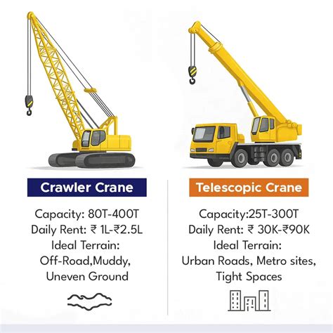 Comparison chart of stationary and mobile cranes