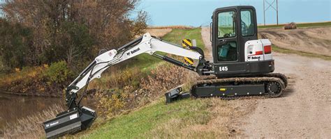 The Bobcat E45 compact excavator working on a construction site