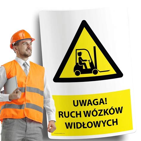Znak ostrzegawczy BHP dotyczący wózków widłowych