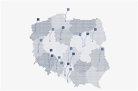 Mapa Polski z zaznaczonymi lokalizacjami producentów osprzętu rolniczego oferujących transport i wysyłkę