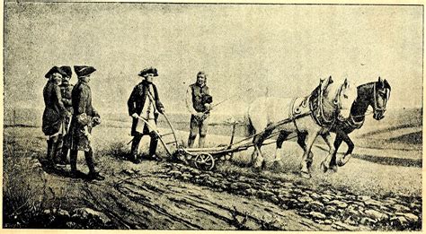 Historyczny pług ciągnięty przez konie lub woły