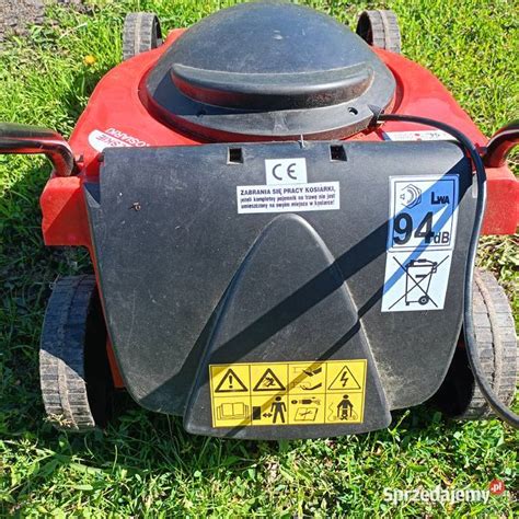 Thematyczne zdjęcie przedstawiające nowoczesną kosiarkę elektryczną w zadbanym ogrodzie