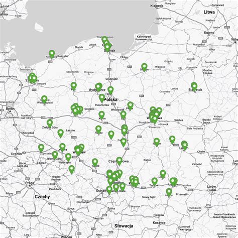 Mapa z lokalizacjami sklepów Leroy Merlin w Polsce