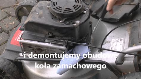 Schemat budowy układu rozruchu i koła magnesowego w silniku kosiarki