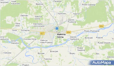 Mapa regionu Malkinia Górna z zaznaczonymi obszarami rolniczymi