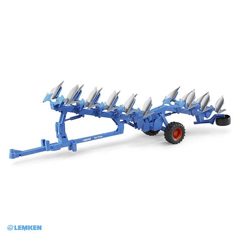 Zdjęcie zabawkowego pługa Lemken Vari Titan Bruder 02250 podłączonego do traktora