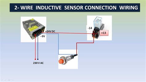 Wiring diagrams for 2-wire, 3-wire, and 4-wire proximity sensors