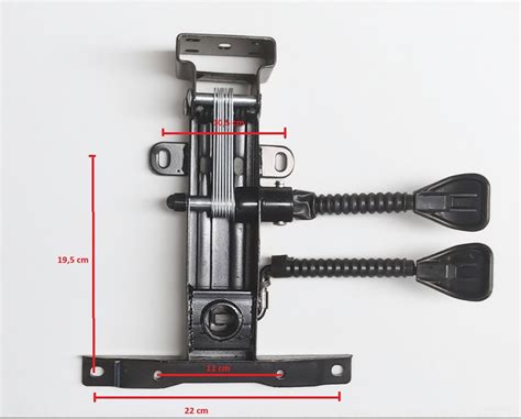 Schemat przedstawiający regulowany mechanizm siedziska oraz system montażu przyczepki