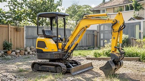 Thematic photo of a mini excavator working on a construction site or in a garden