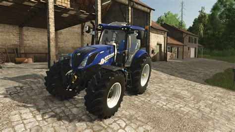 schemat układu osi New Holland T6 z zaznaczeniem rozstawu osi i promienia skrętu