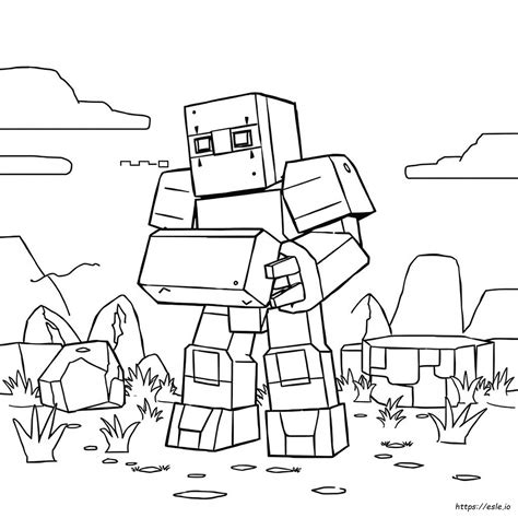 Żelazny Golem z gry Minecraft - postać do pokolorowania