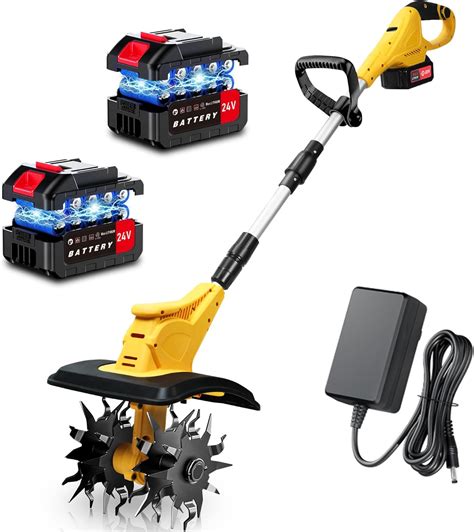Infographic showing included accessories for the electric tiller