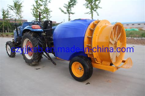 Photo of different types of orchard sprayers (mounted, trailed, electric)