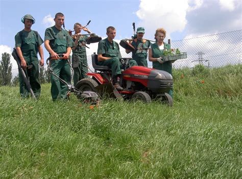 Zespoł pracowników Zakładu Urządzania i Utrzymania Zieleni podczas pracy