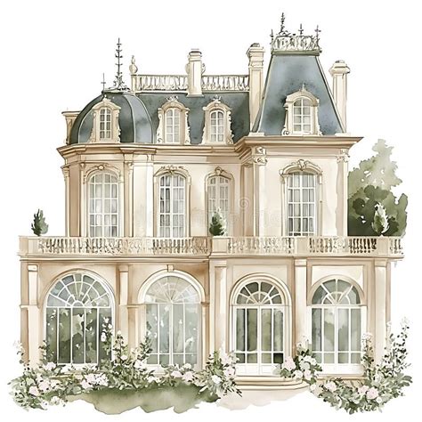 Historical illustration of French doors in a French palace or elegant home